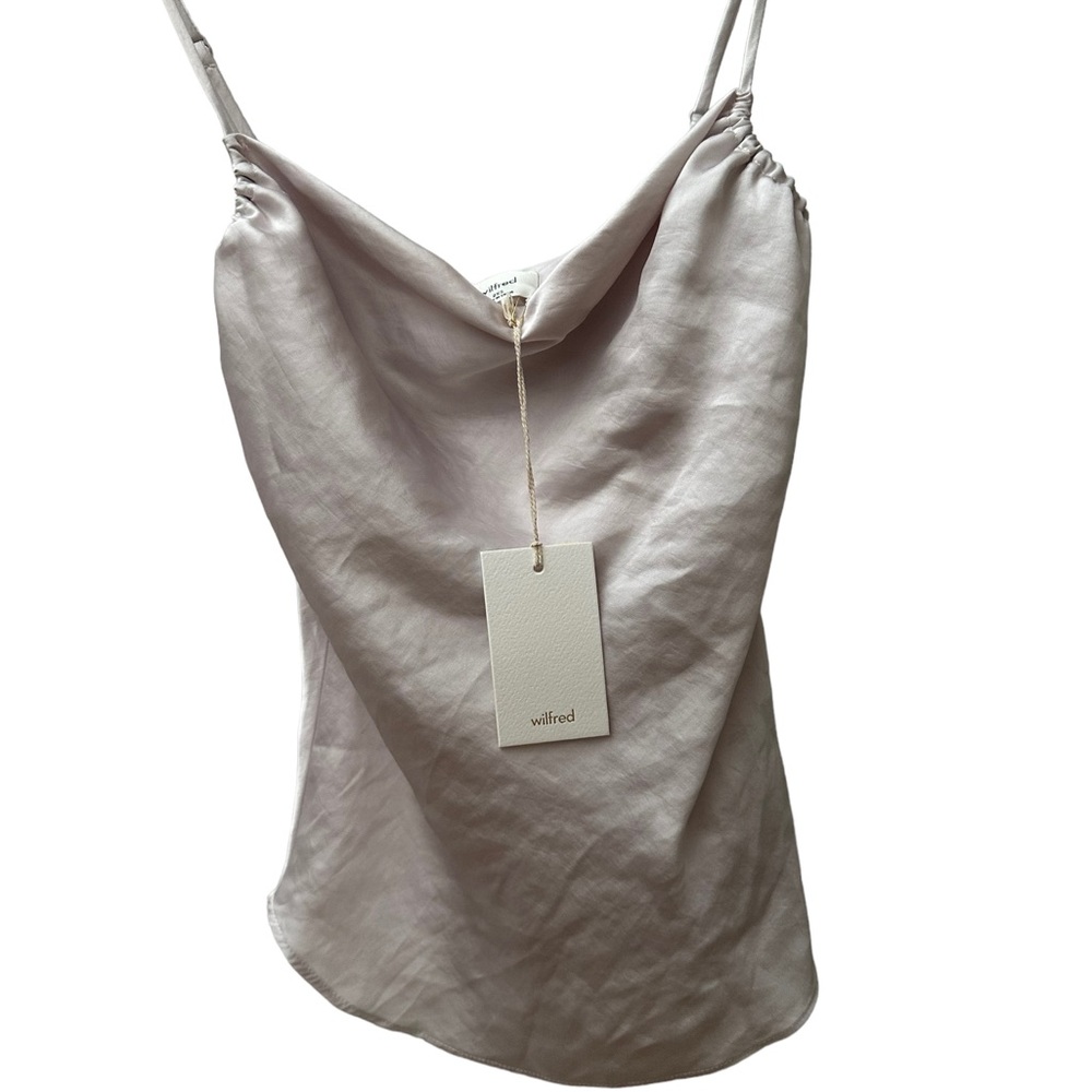 Aritzia Wilfred silk cowl neck top vin gris NWT